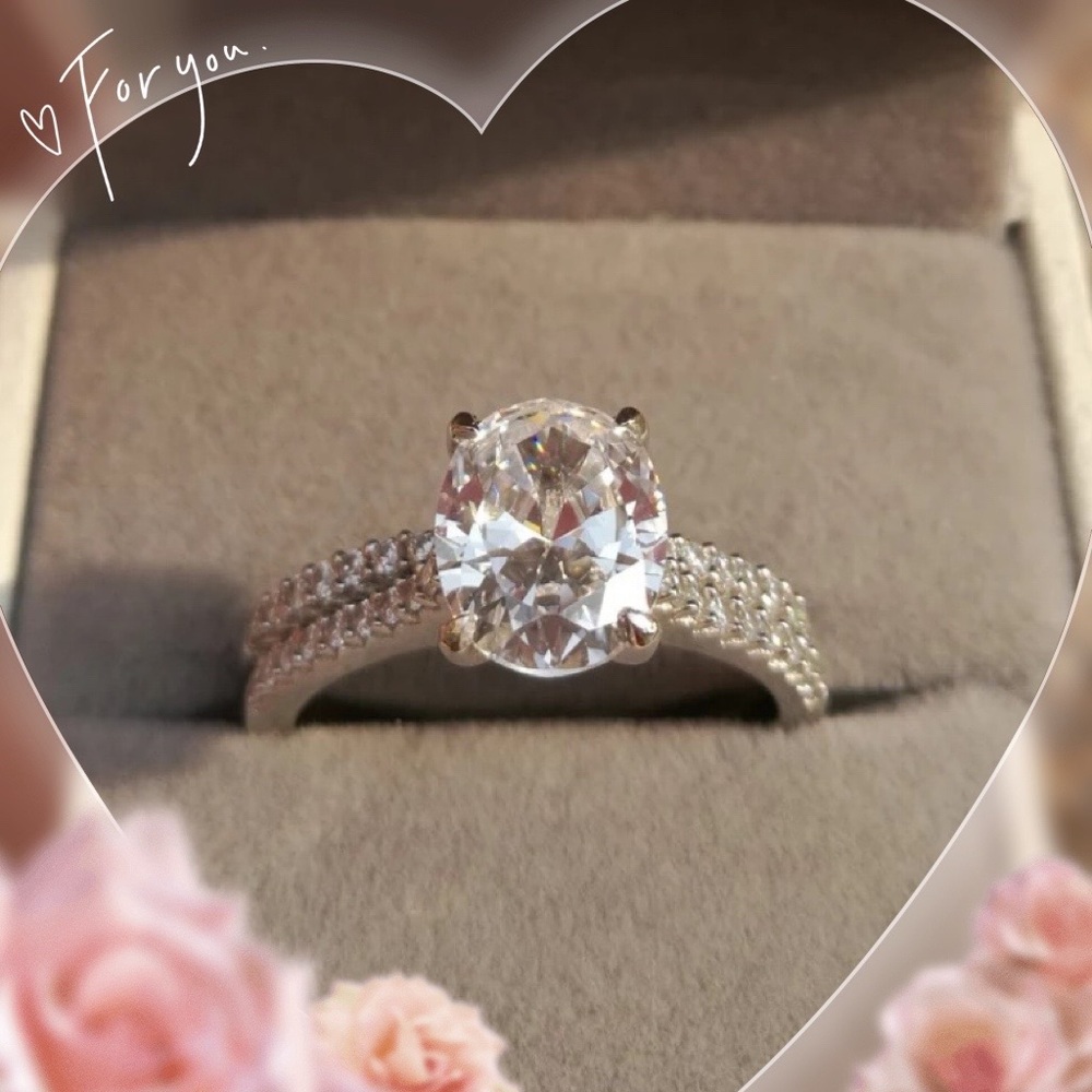 💕2ct Oval Engagement ring Wedding band bridal gift set promise vacation rings